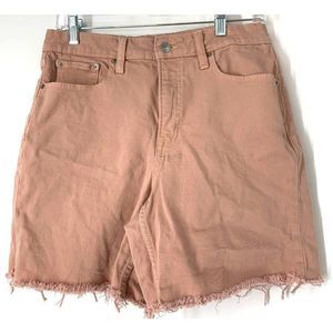 Womens Free Assembly Size 10 Pink BLUSH Denim Cut Off Shorts Jean Raw 5194